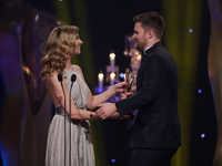 Jack Reynor accepts the award for Best Supporting Actor in Film