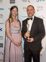	Cathal Watters (Best Cinematography winner for Viva) with Guest Presenter Mia Goth (actress in The Survivalist)	