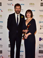 	 Jane Brennan – Best Supporting Actress Film winner for Brooklyn with Guest Presenter Chris O’Dowd	