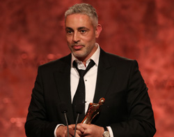 IBaz Ashmawy accepting the IFTA Award as 50 Ways To Kill Your Mammy wins for Entertainment