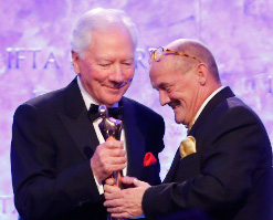 Previous Lifetime Recipient Gay Byrne presents the Lifetime Achievement Award for Comedy to Brendan O’Carroll