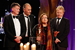 Director Ciarín Scott making a speech after winning the George Morrison Feature Documentary IFTA Award for In A House That Ceased To Be