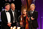 Director Ciarín Scott making a speech after winning the George Morrison Feature Documentary IFTA Award for In A House That Ceased To Be