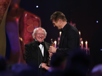 President Michael D. Higgins with Liam Neeson