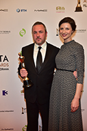  Best Writer Drama IFTA Winner Stuart Carolan with actress Caitriona Balfe, who was a nominee for both Rising Star and Lead Actress Drama on the night
 