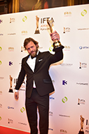 Moe Dunford holds his IFTA Award