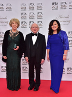 	President of Ireland Michael D. Higgins with his wife Sabina and IFTA CEO Áine Moriarty	