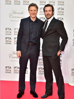 	Actors Liam Neeson and Clive Standen. Standen has just been cast in the Taken television series playing the role of Bryan Mills who Neeson played in the film trilogy	