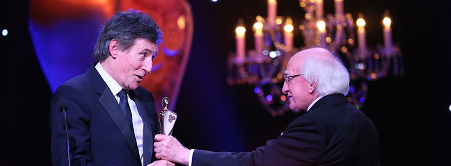 Michael D. Higgins presents Gabriel Byrne with IFTA Award